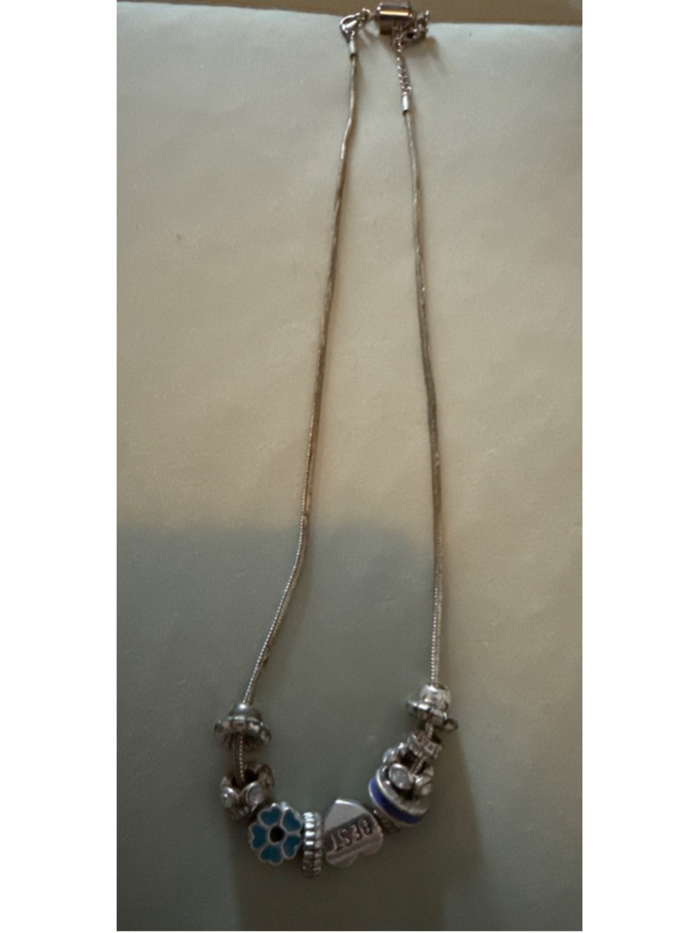 Charm Necklace w/bag of charms/metal beads